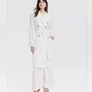 🆕🧥Women's Linen Trench Coat - A New Day, White, M